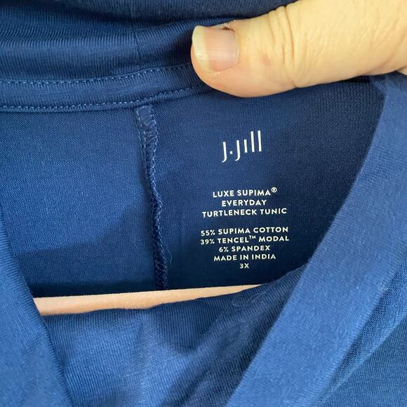J.Jill Luxe Supima Everyday Turtleneck Tunic Blue 3X comfort long sleeve cozy - Picture 3 of 7